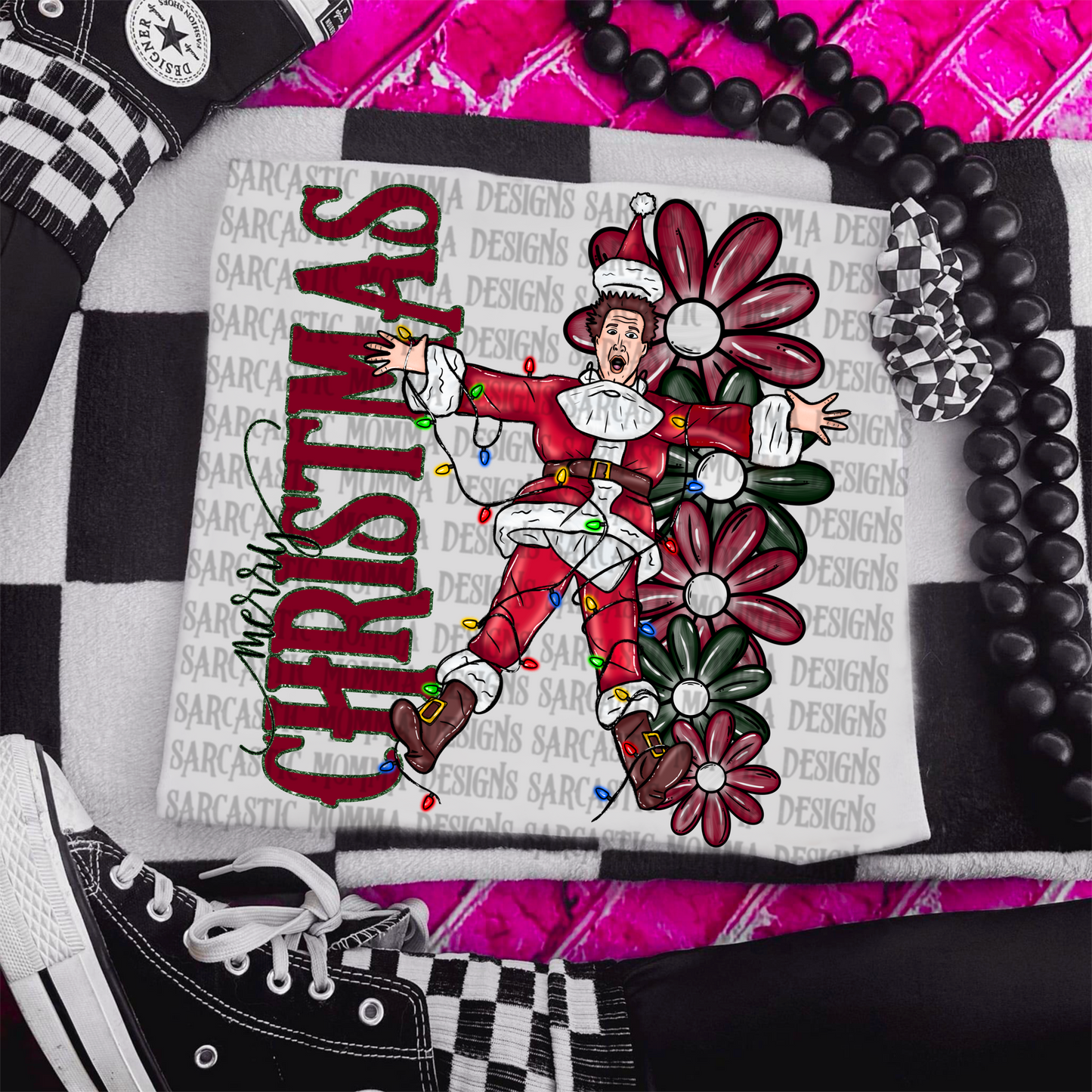 Clark Merry Christmas Floral & Sleeve- 2 PNG Files