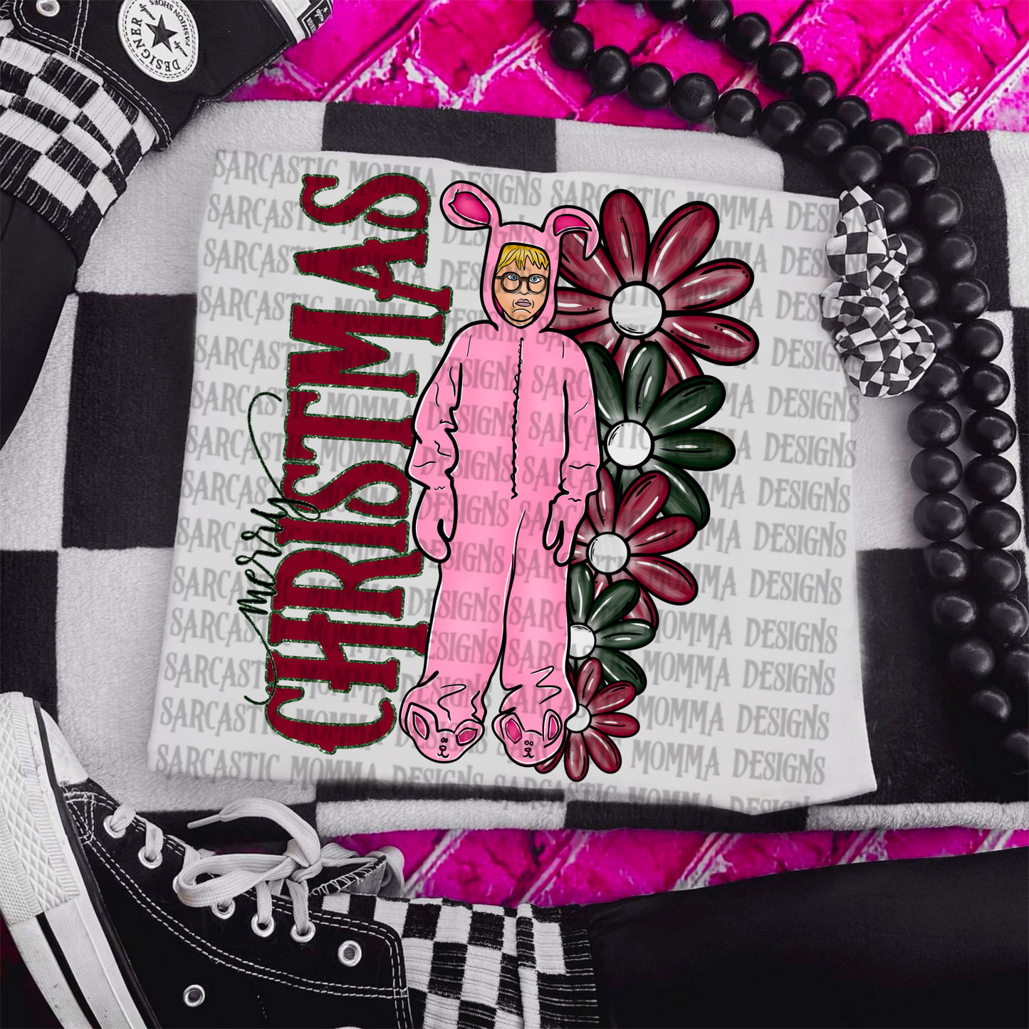 Ralphie Merry Christmas Floral & Sleeve- 2 PNG Files