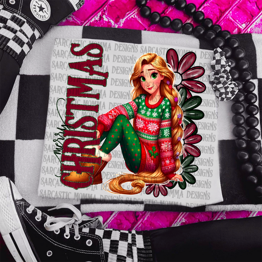 Rapunzel Merry Christmas Floral & Sleeve- 2 PNG Files