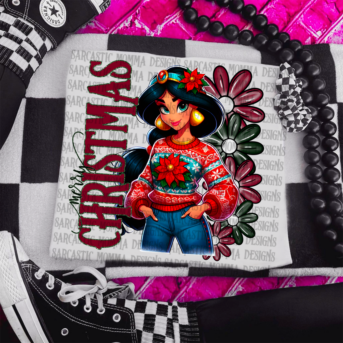 Jasmine Merry Christmas Floral & Sleeve- 2 PNG Files