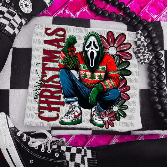 Ghostface Merry Christmas Floral & Sleeve- 2 PNG Files