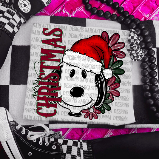 Snoopy Merry Christmas Floral & Sleeve- 2 PNG Files