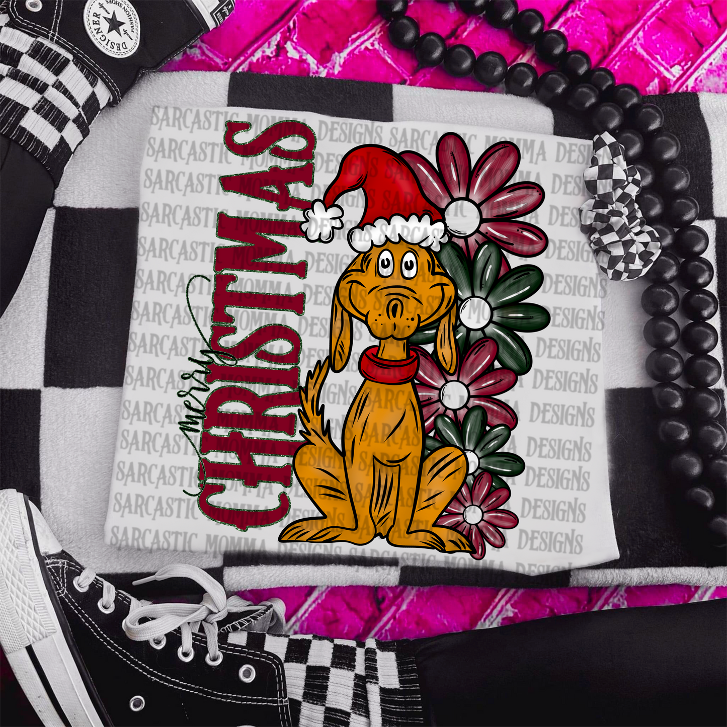 Max Merry Christmas Floral & Sleeve- 2 PNG Files