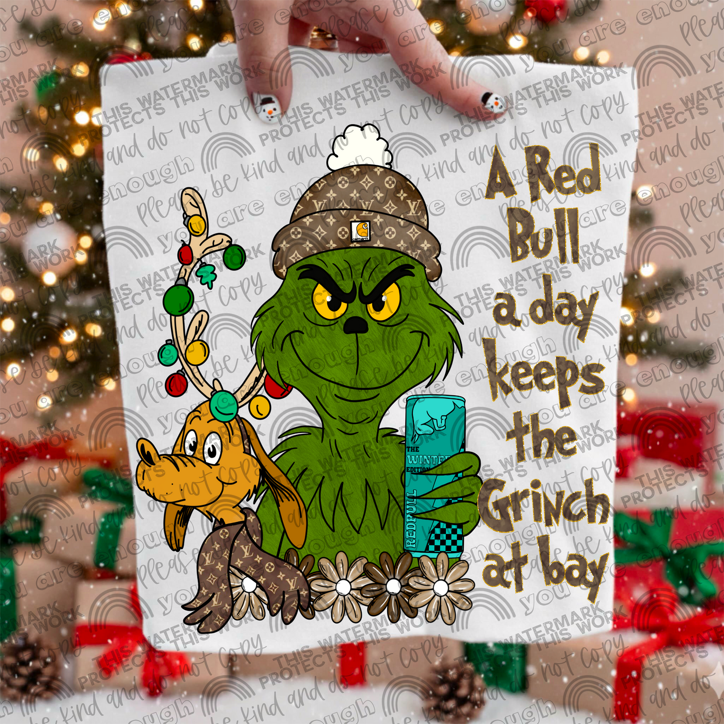 A Red Bull A Day Keeps the Green Guy At Bay Winter PNG File