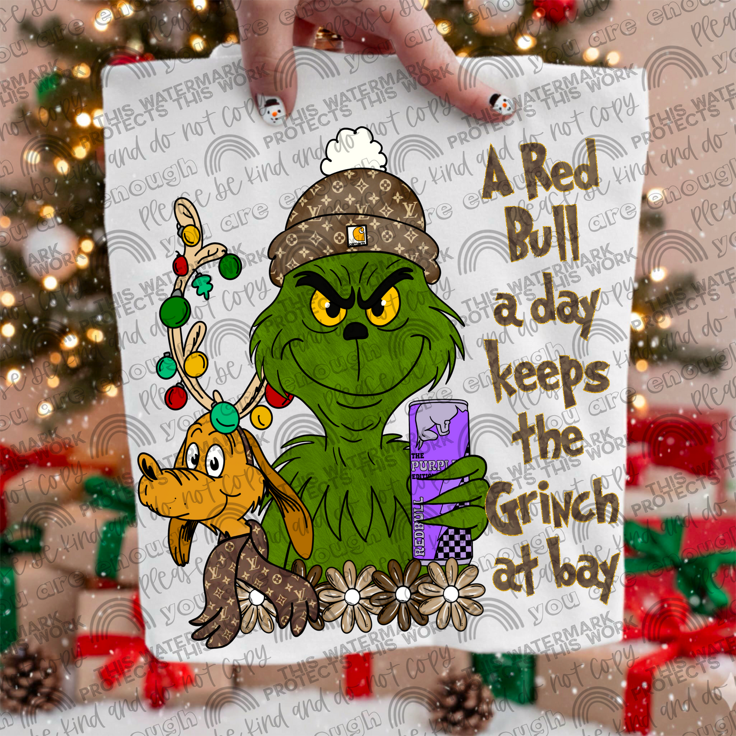 A Red Bull A Day Keeps the Green Guy At Bay Purple PNG File