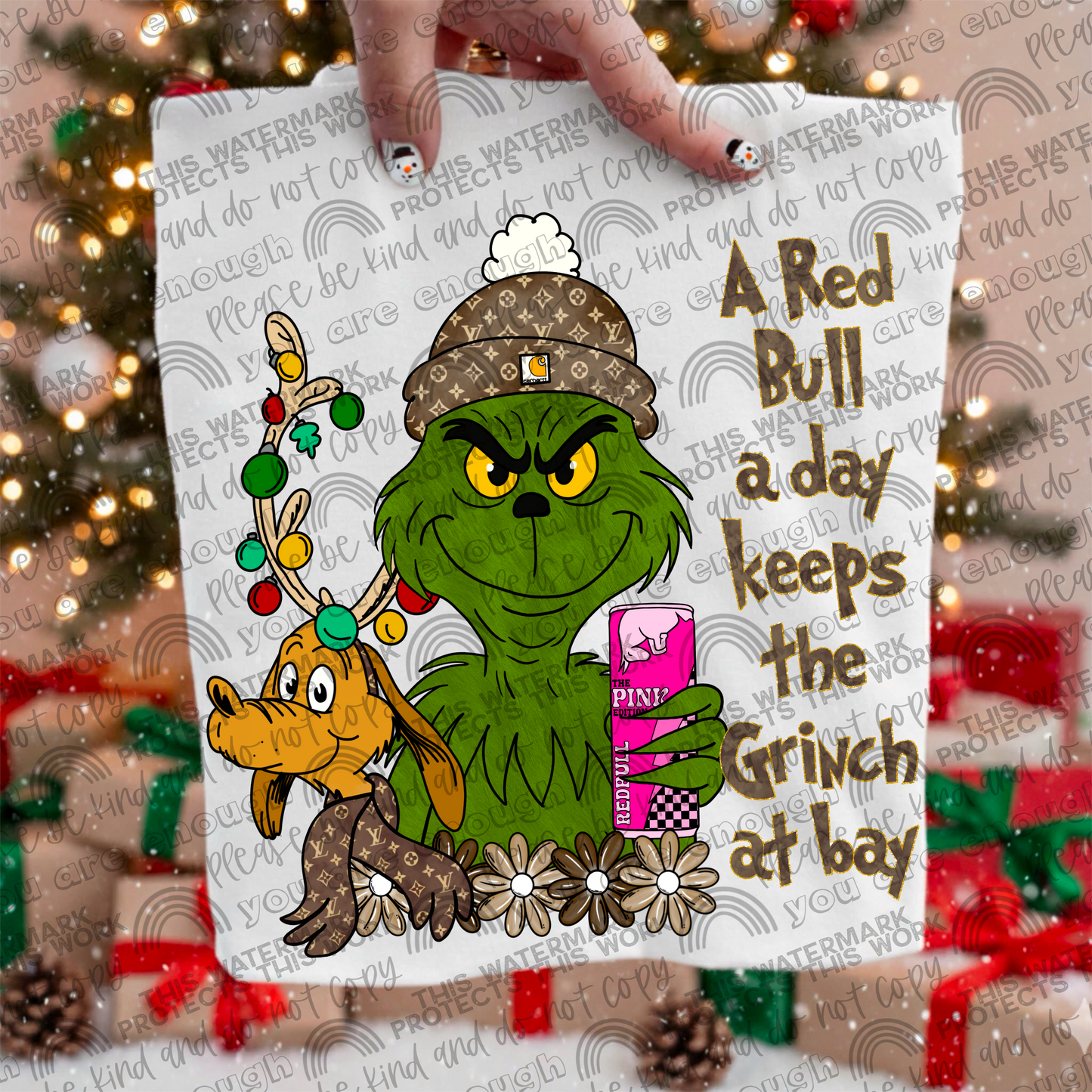 A Red Bull A Day Keeps the Green Guy At Bay Pink PNG File