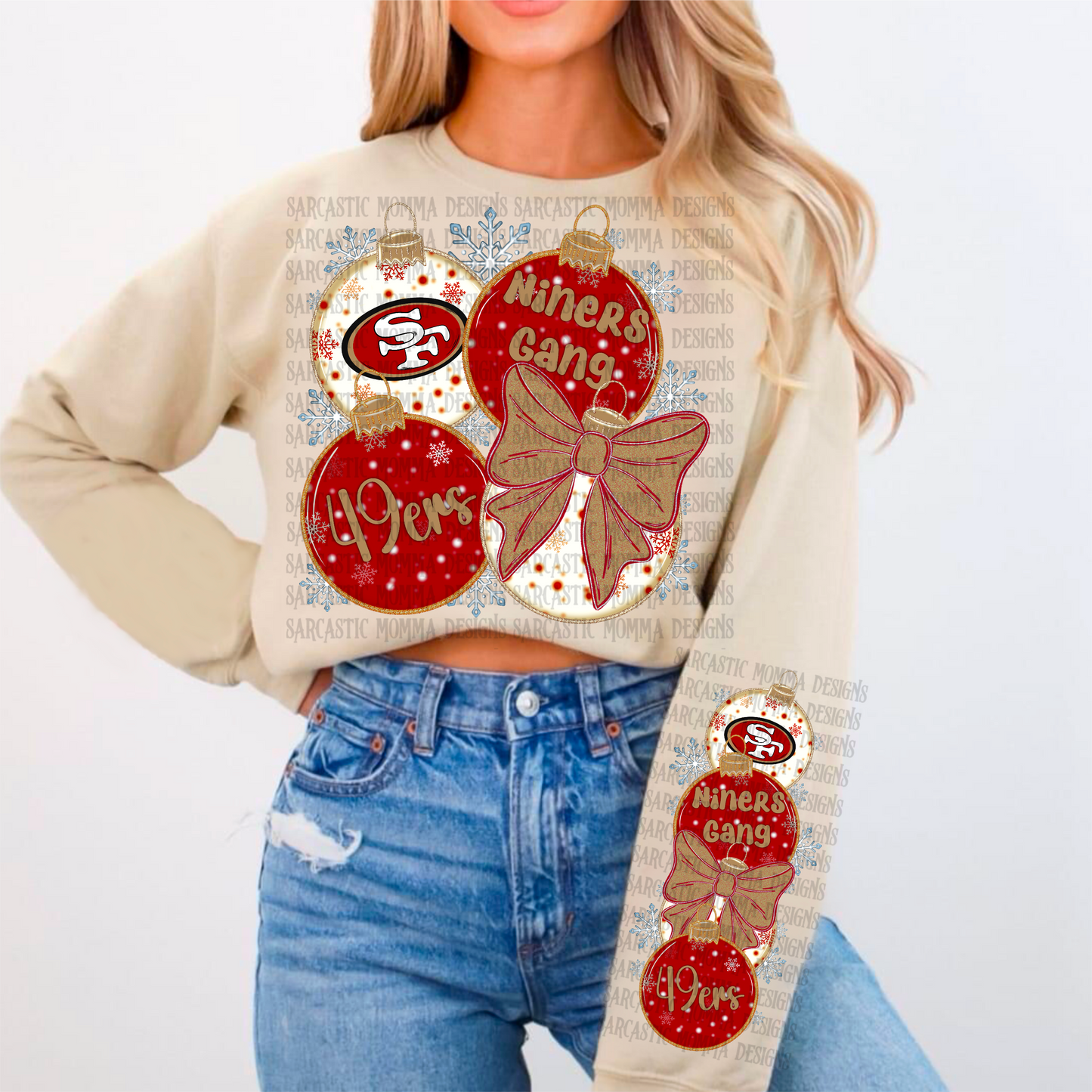 49ers Ornaments with Matching Sleeve- 2 PNG Files