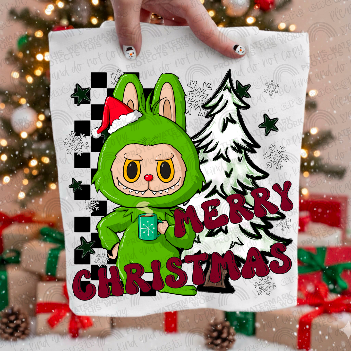 Green Guy Merry Christmas La Bu Bu PNG File