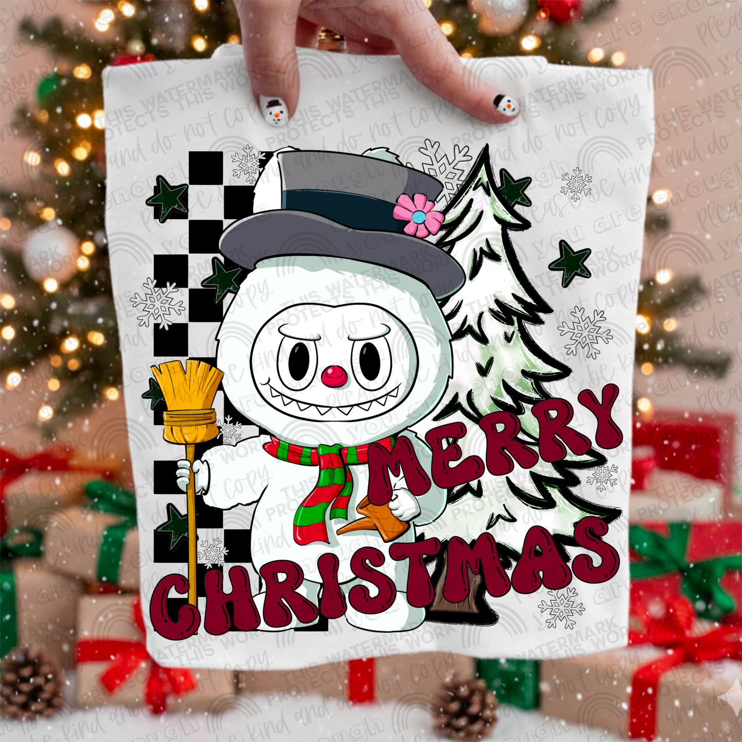 Frosty Merry Christmas La Bu Bu PNG File