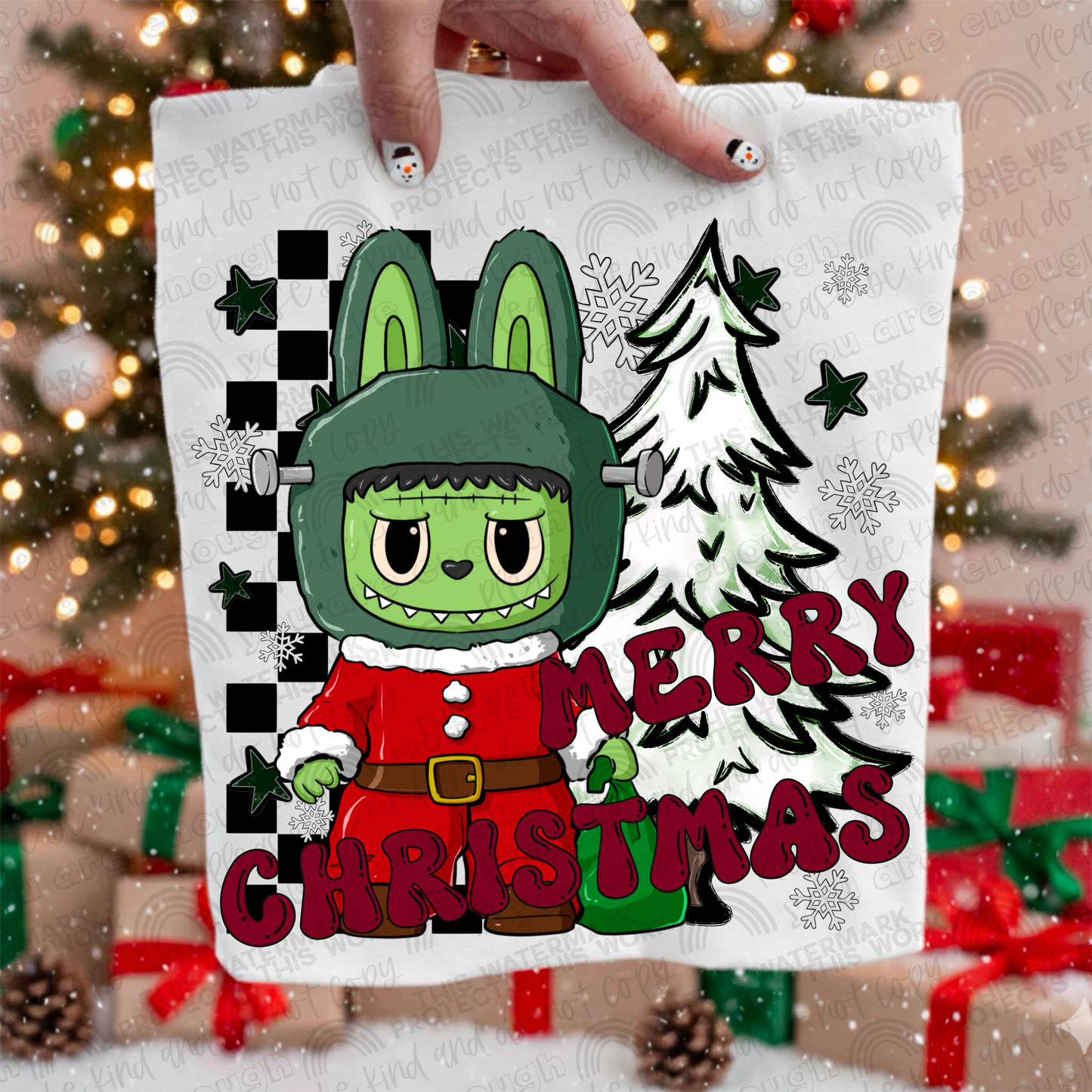 Frankenstein Merry Christmas La Bu Bu PNG File