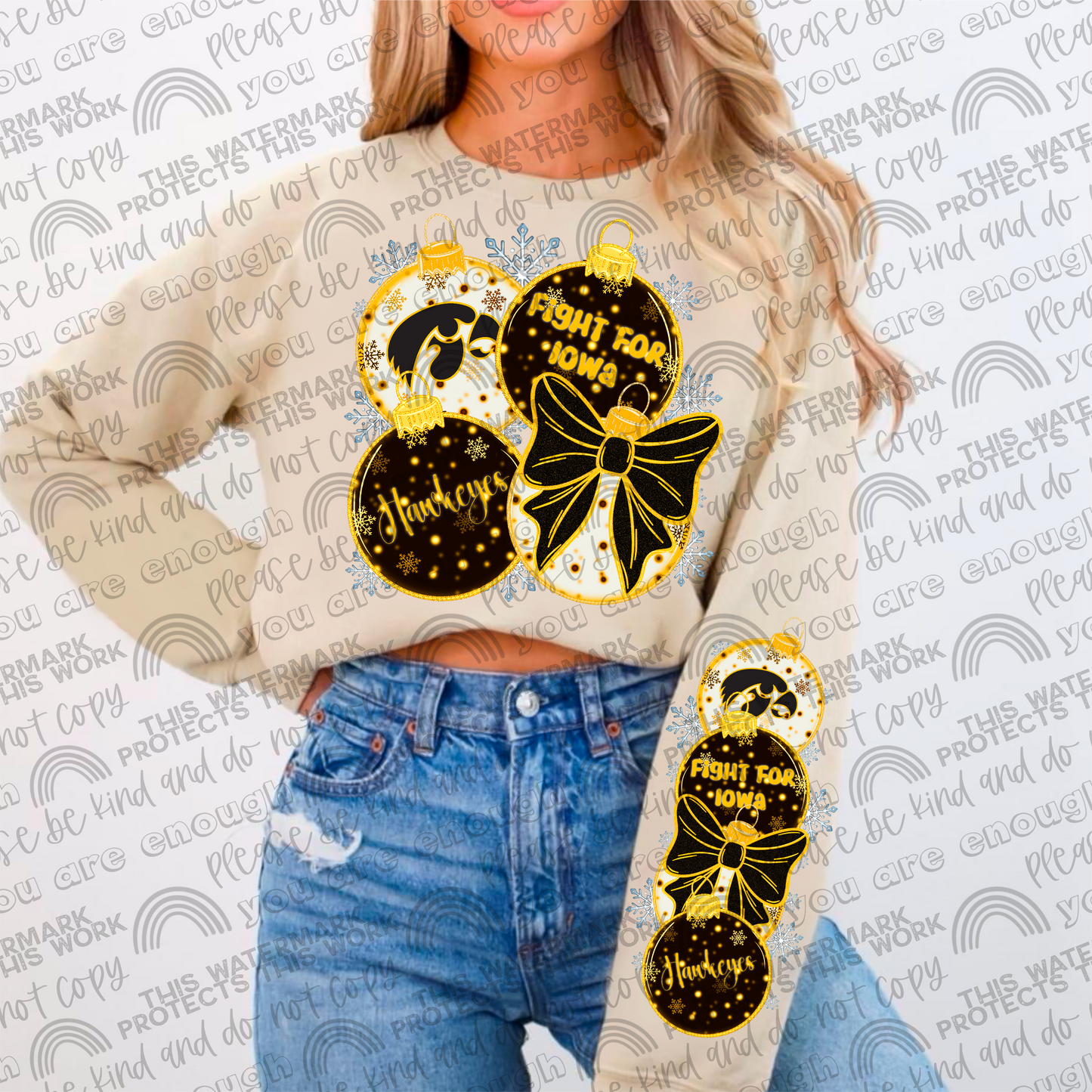 Iowa Hawkeyes Ornaments with Matching Sleeve- 2 PNG Files