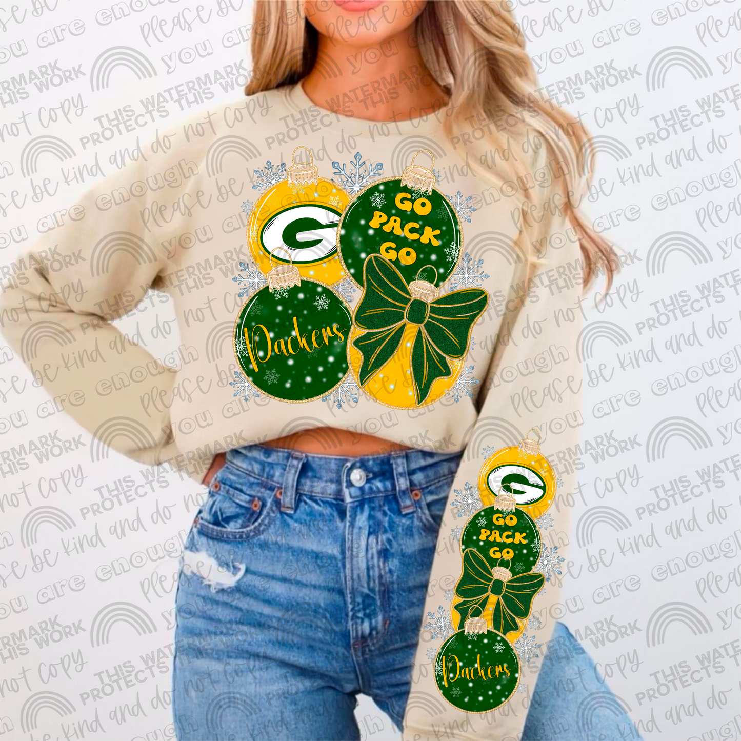 Packers Ornaments with Matching Sleeve- 2 PNG Files