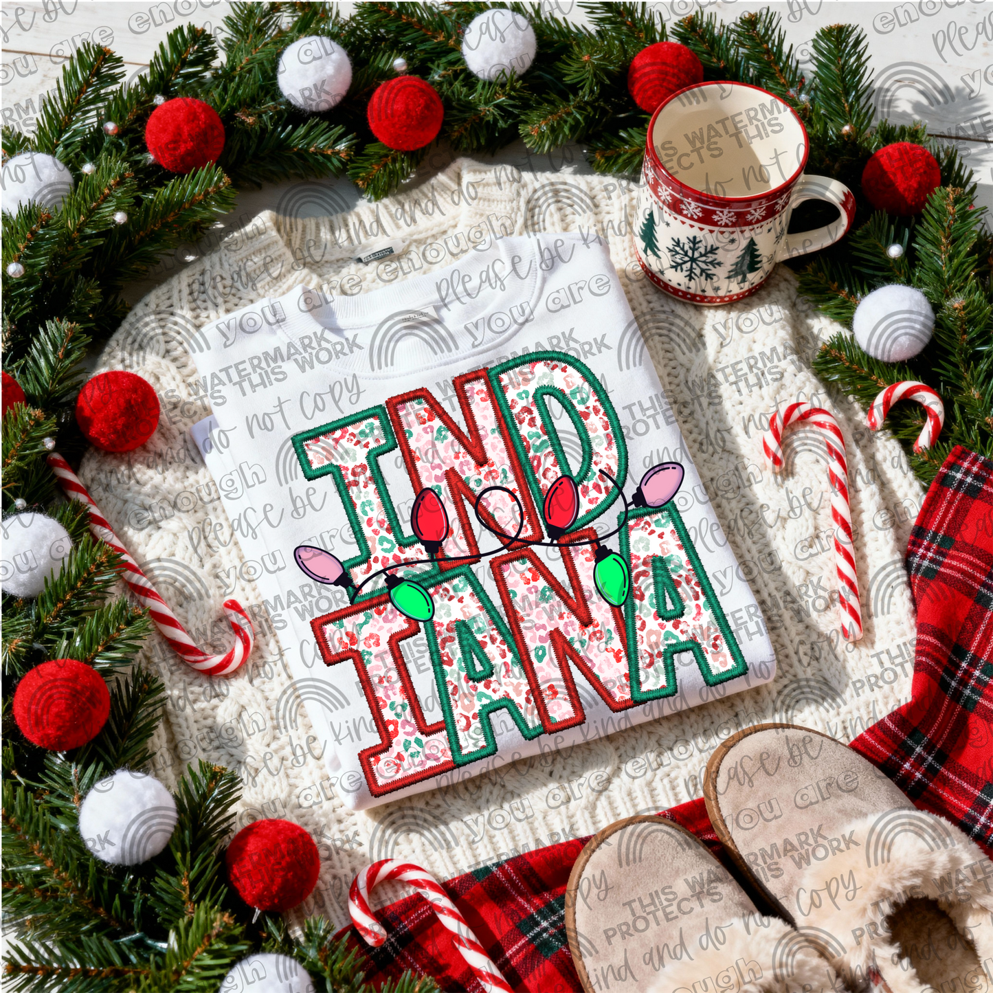 Indiana Leopard Christmas Lights PNG File