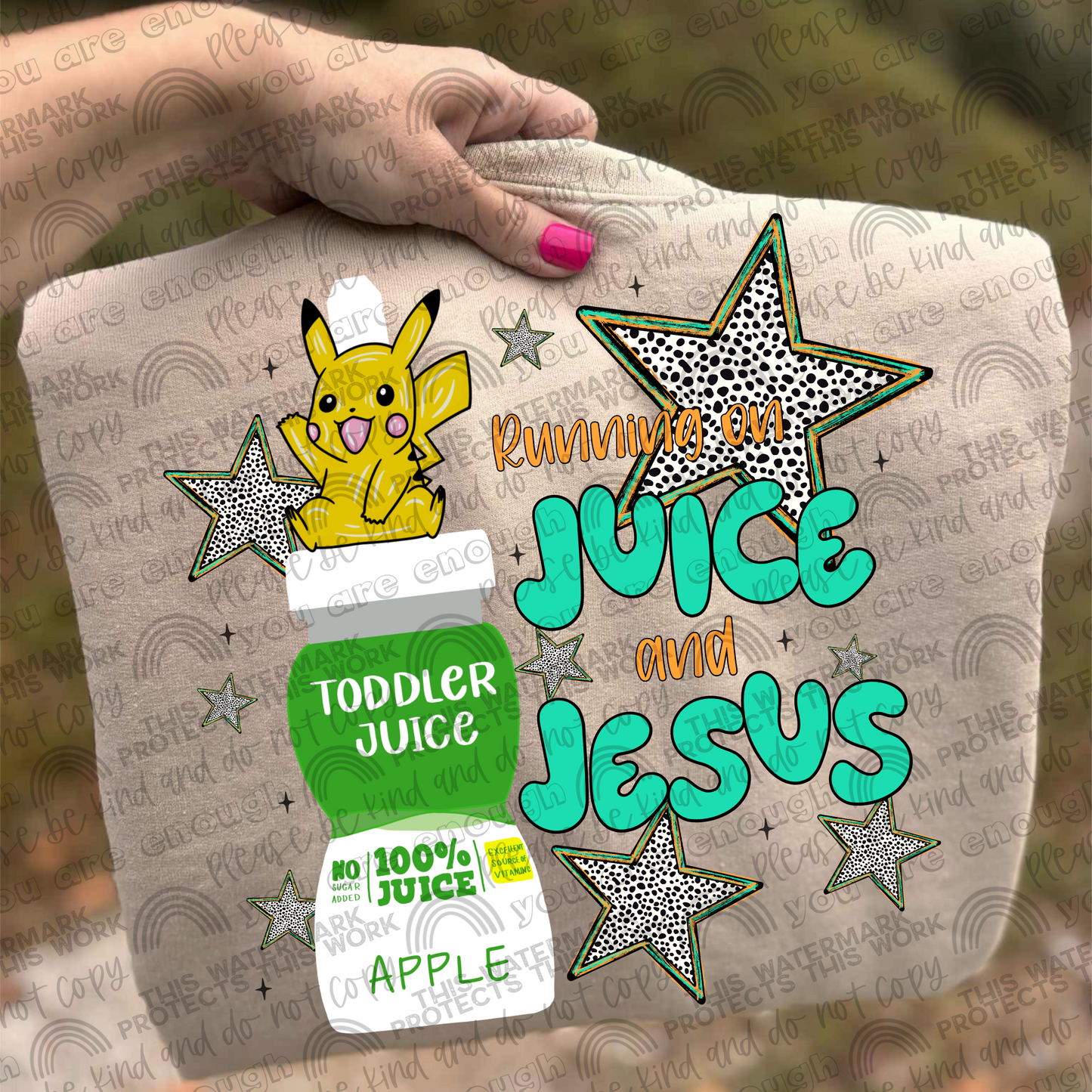 Pikachu Running On Juice & Jesus PNG File