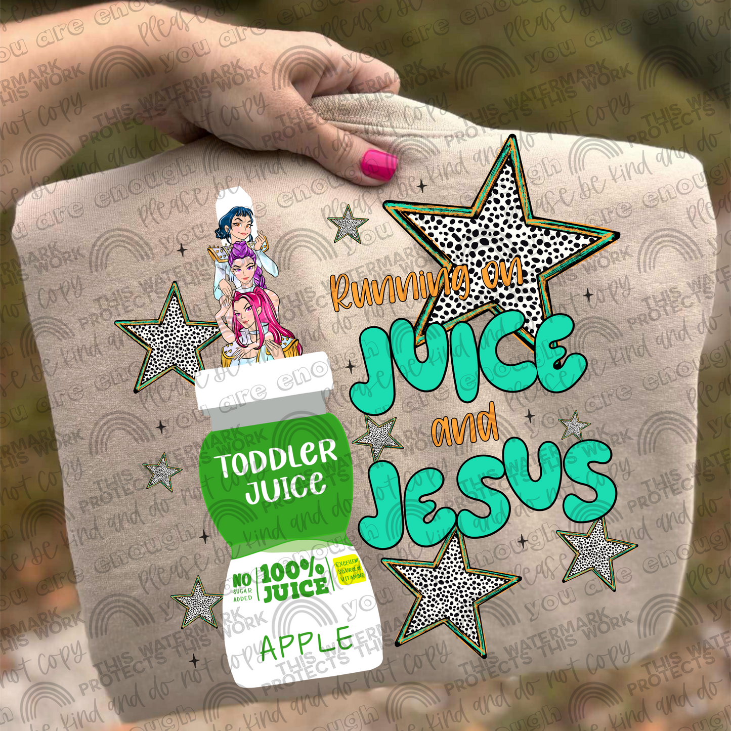 Huntrix Running On Juice & Jesus PNG File