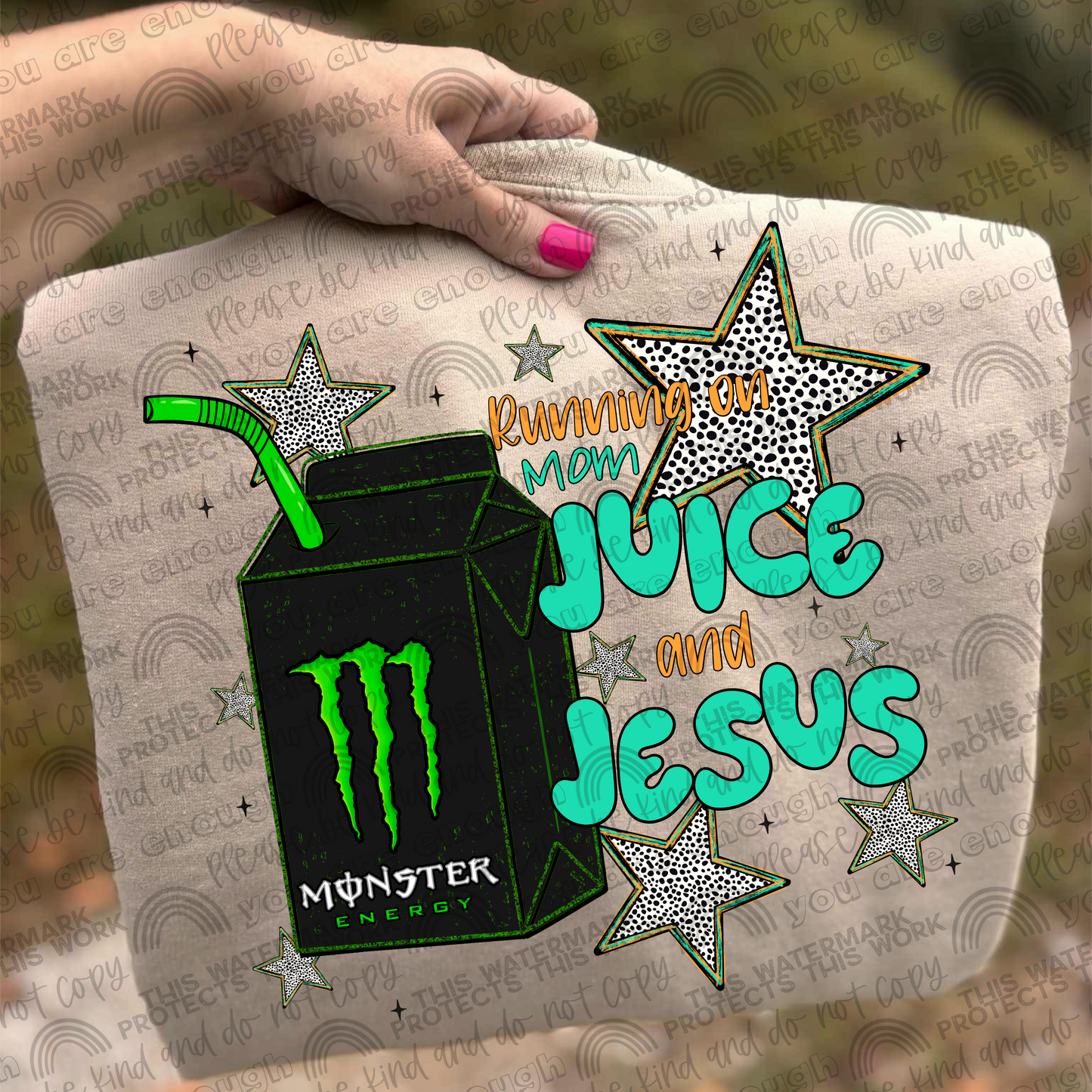 Monster Running On Mom Juice & Jesus PNG File