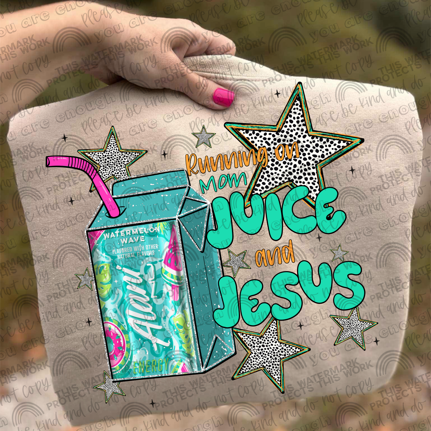 Alani Watermelon Running On Mom Juice & Jesus PNG File