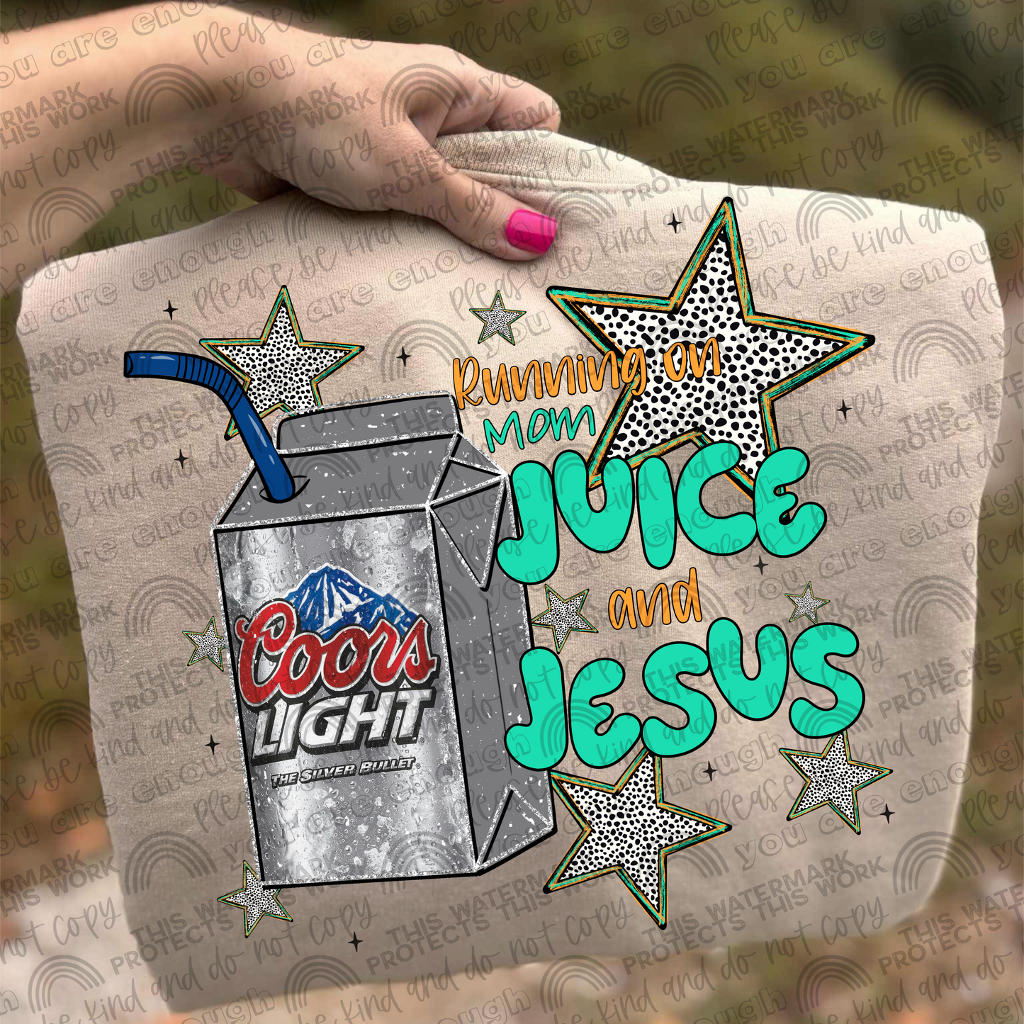 Coors Light Running On Mom Juice & Jesus PNG File