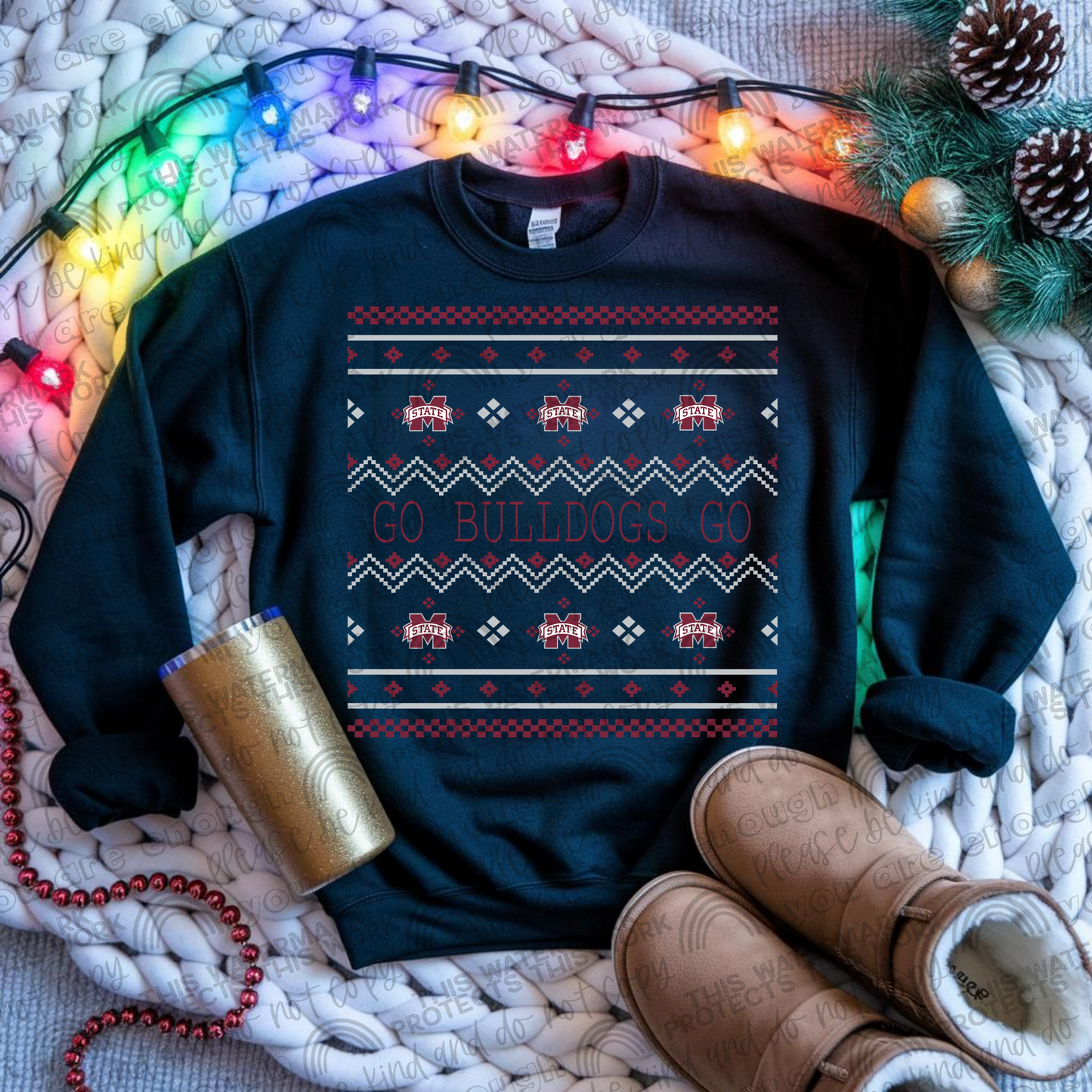 Mississippi State Bulldogs Ugly Christmas Sweater PNG File