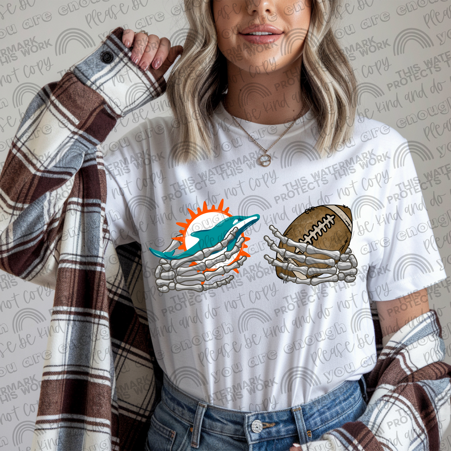 Dolphins Football Skellie Hands PNG File