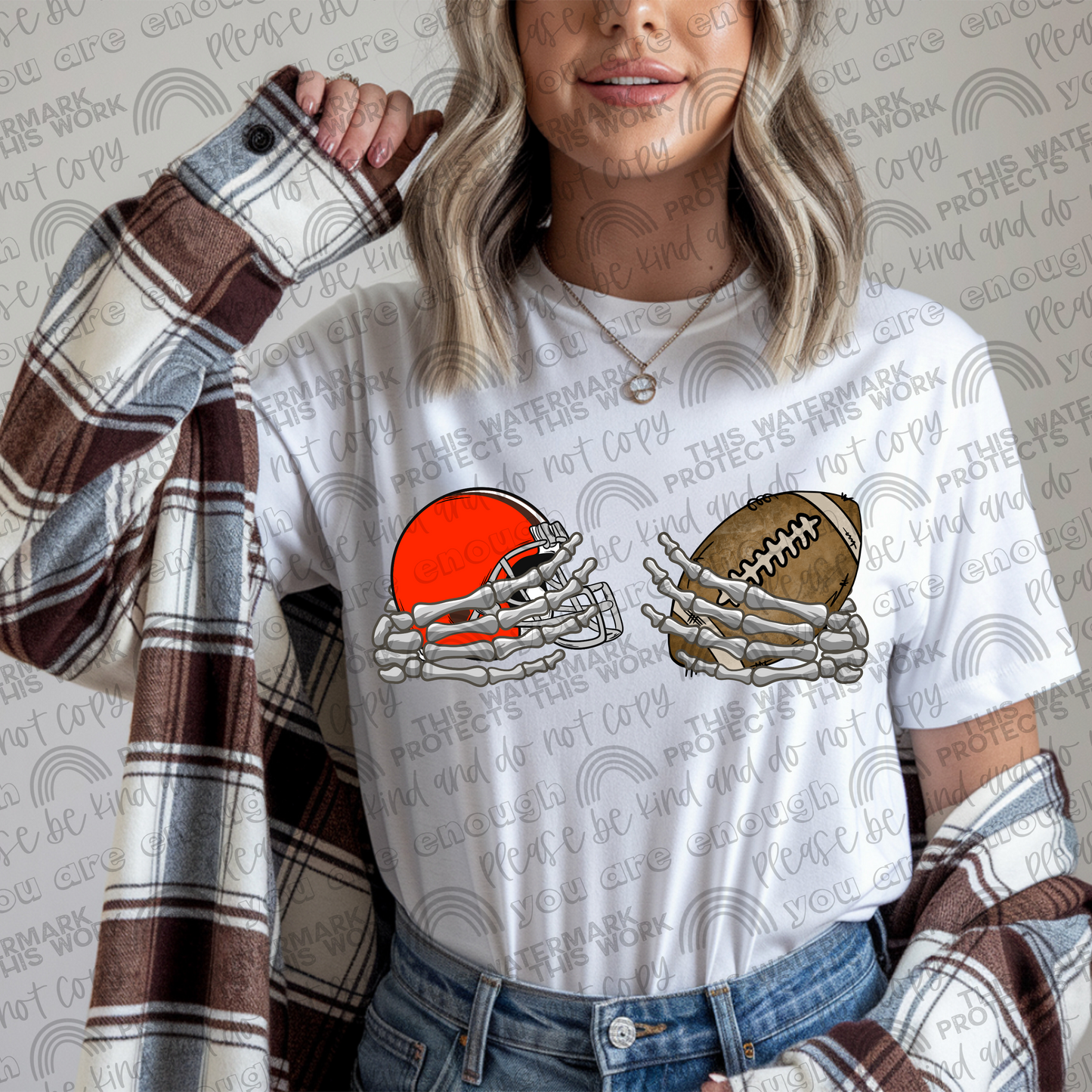 Browns Football Skellie Hands PNG File