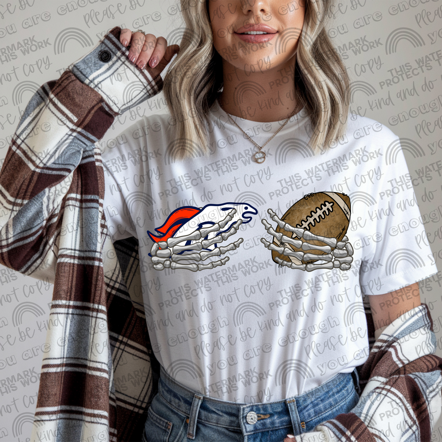 Broncos Football Skellie Hands PNG File