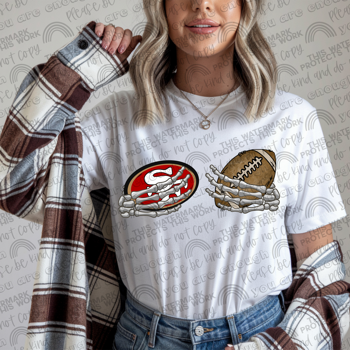 49ers Football Skellie Hands PNG File