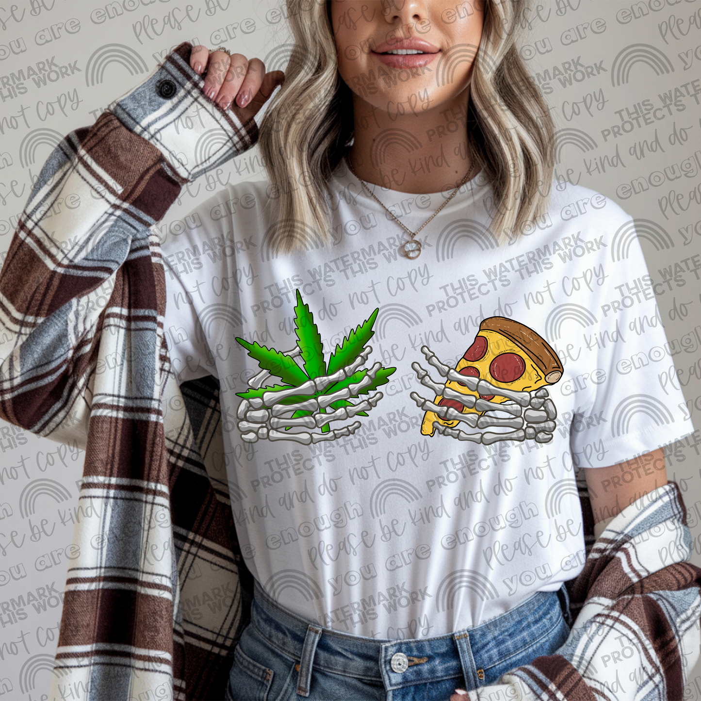 Weed & Pizza Skellie Hands PNG File