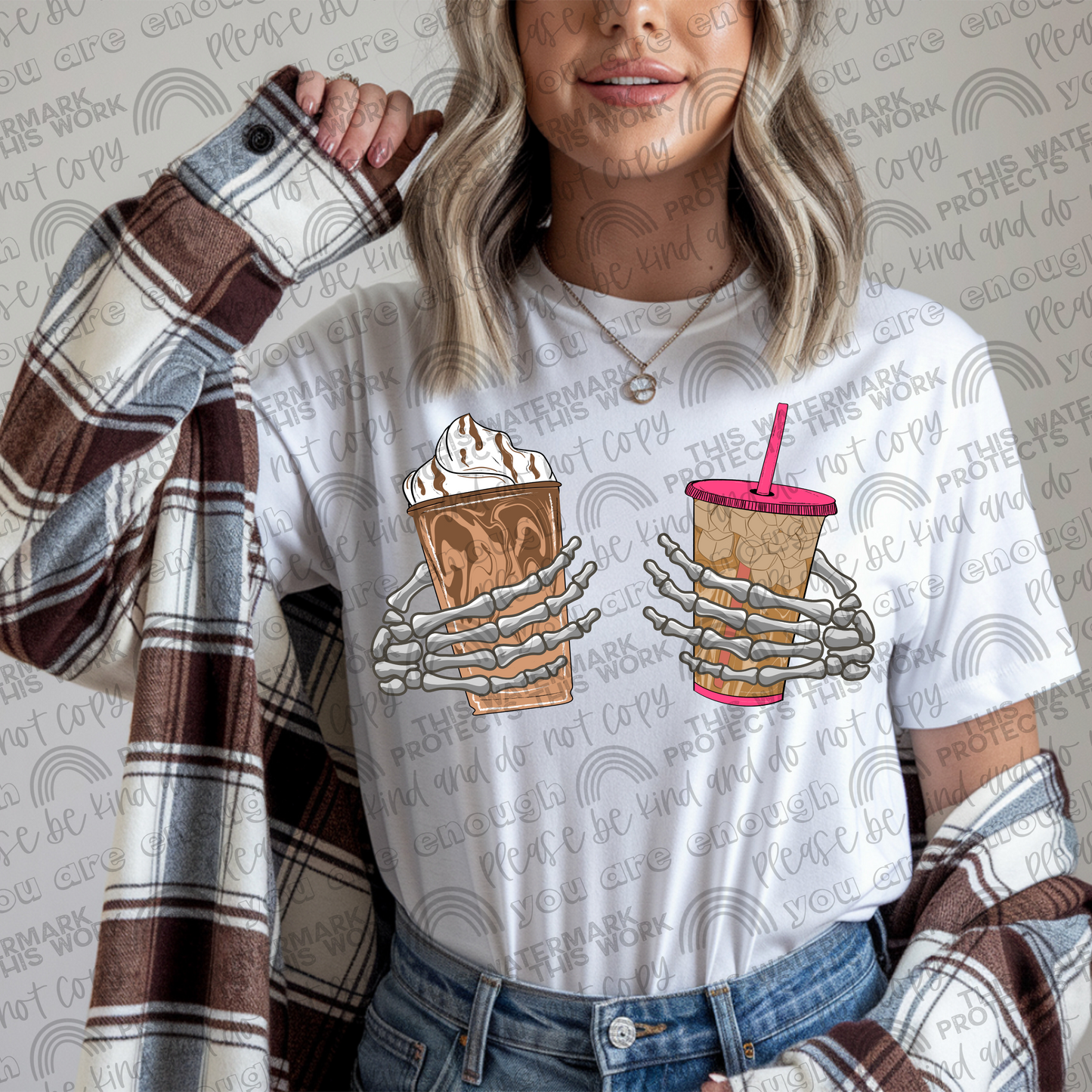 Iced & Frozen Coffees Skellie Hands PNG File