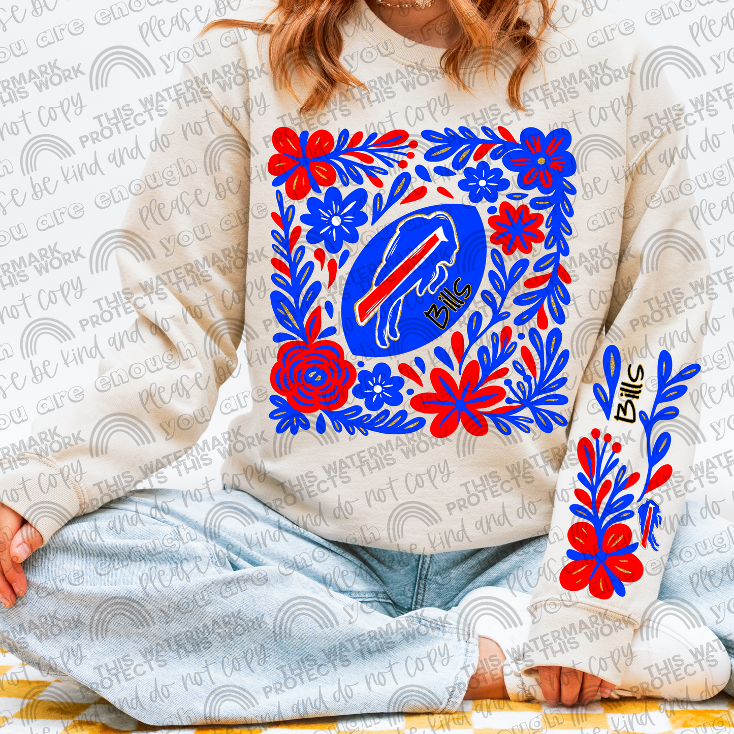 Bills Football Floral with Sleeve- 2 PNG Files