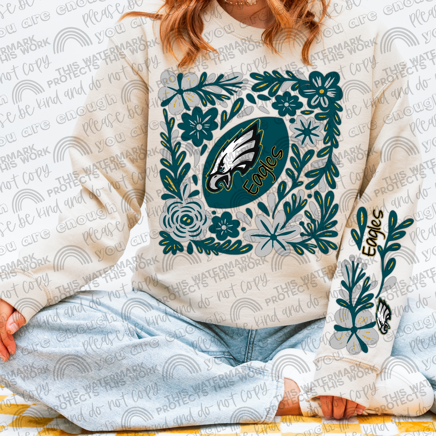 Eagles Football Floral with Sleeve- 2 PNG Files