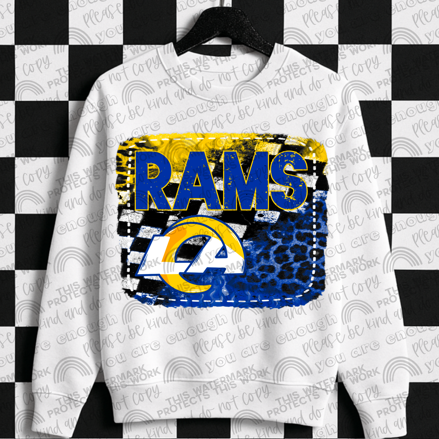 Rams Leopard Checkered Flames PNG File