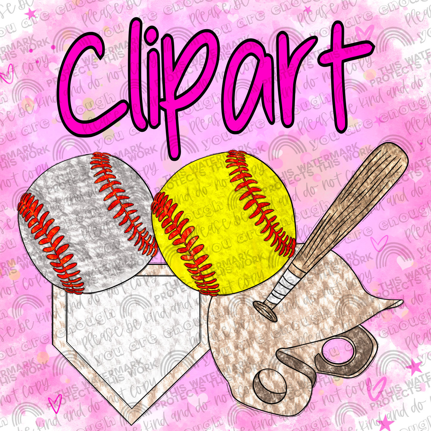 Baseball Shimmer Clipart- 5 PNG Files