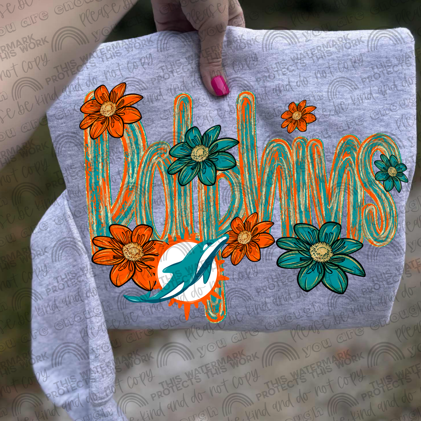 Dolphins Flowers PNG File