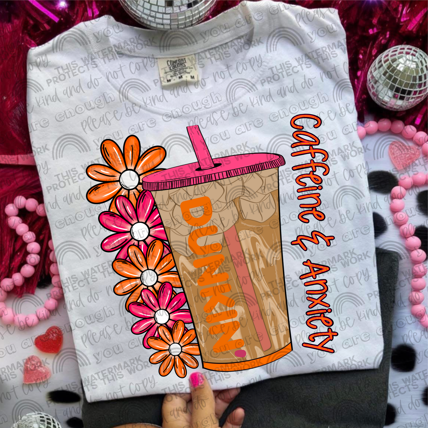 Caffeine & Anxiety Dunkin Iced Coffee PNG File