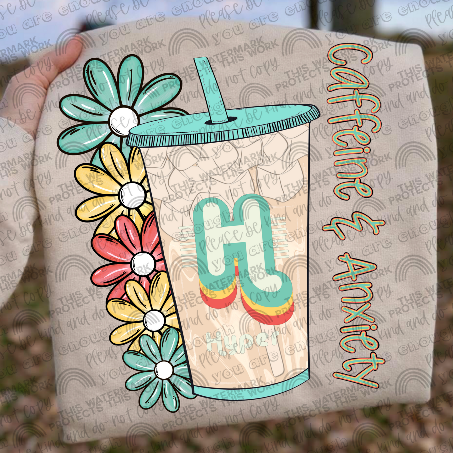 Caffeine & Anxiety Hyper Energy Chai Tea Latte PNG File