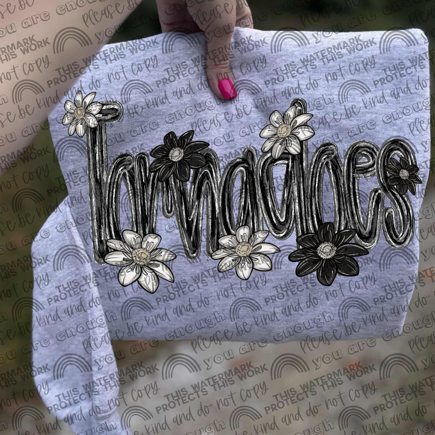 Tornadoes Mascot Black & White Flowers PNG File