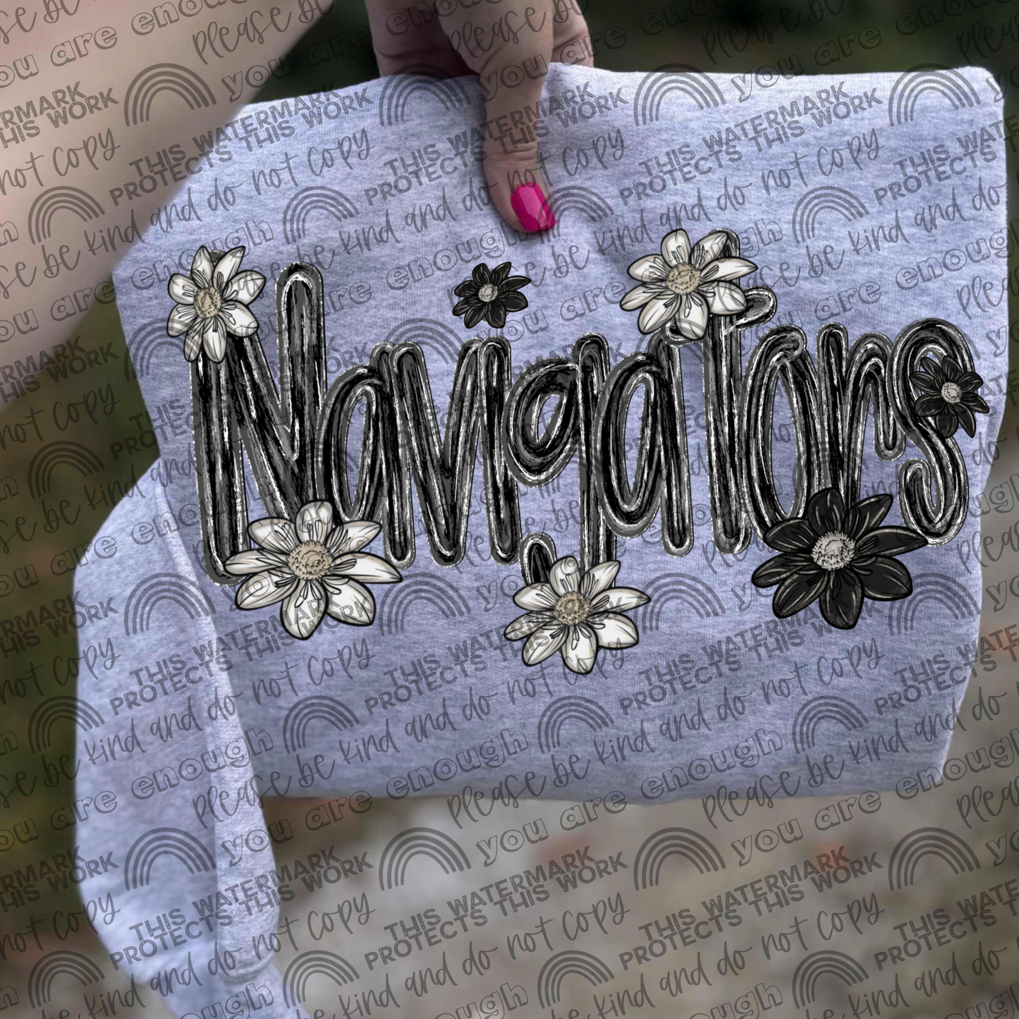 Navigators Mascot Black & White Flowers PNG File