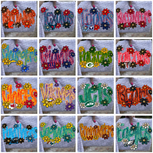 Pro Football Brushstroke Flowers Bundle- 32 PNG Files