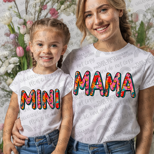 Bright Flowers Mama and Mini Set- 2 PNG Files