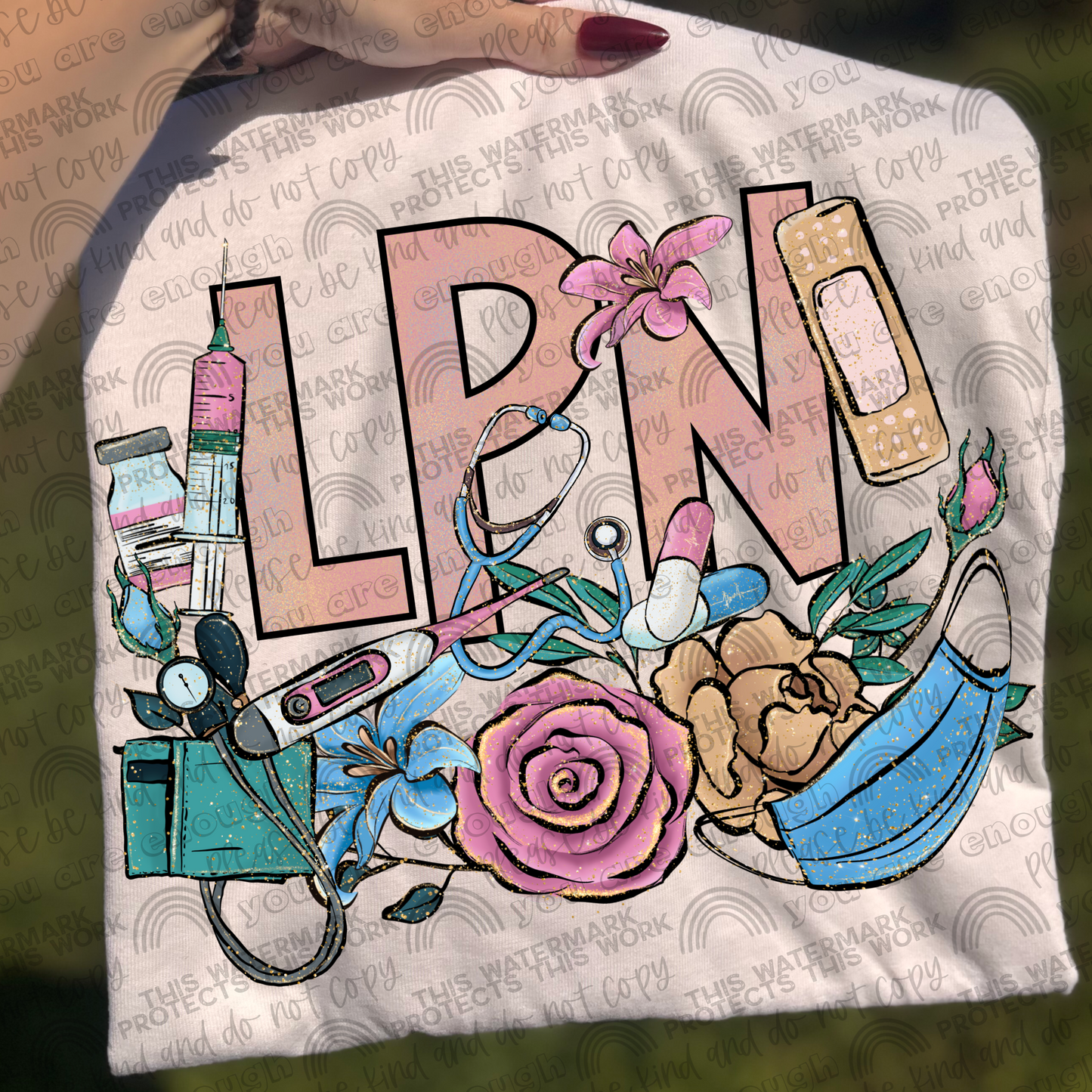 LPN Floral Glitter PNG File