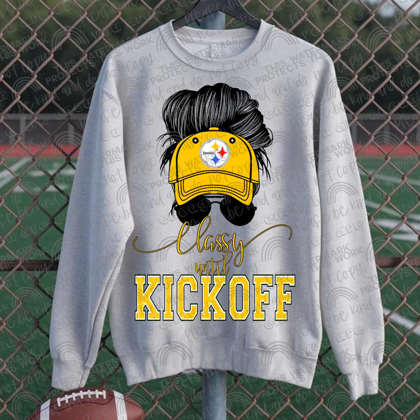 Classy Until Kickoff Messy Bun Hat Steelers PNG File