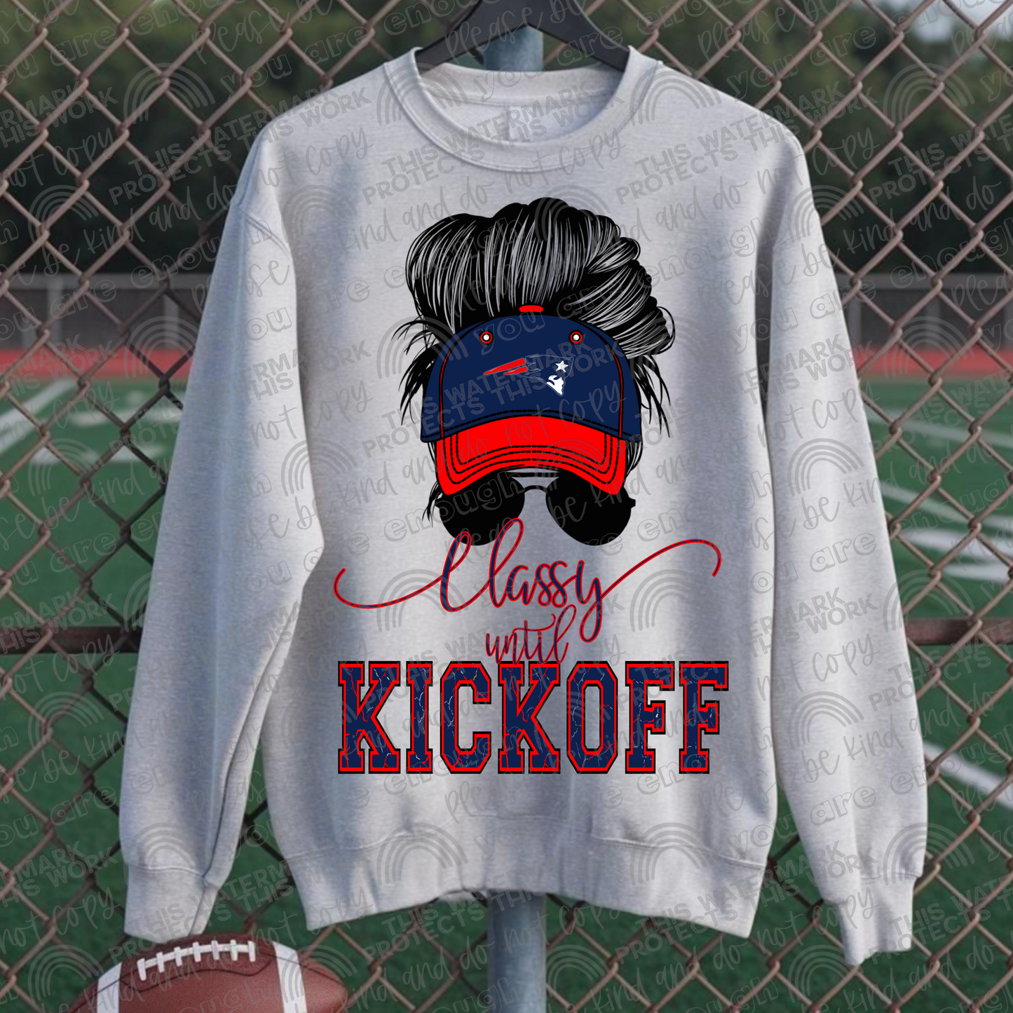 Classy Until Kickoff Messy Bun Hat Patriots PNG File