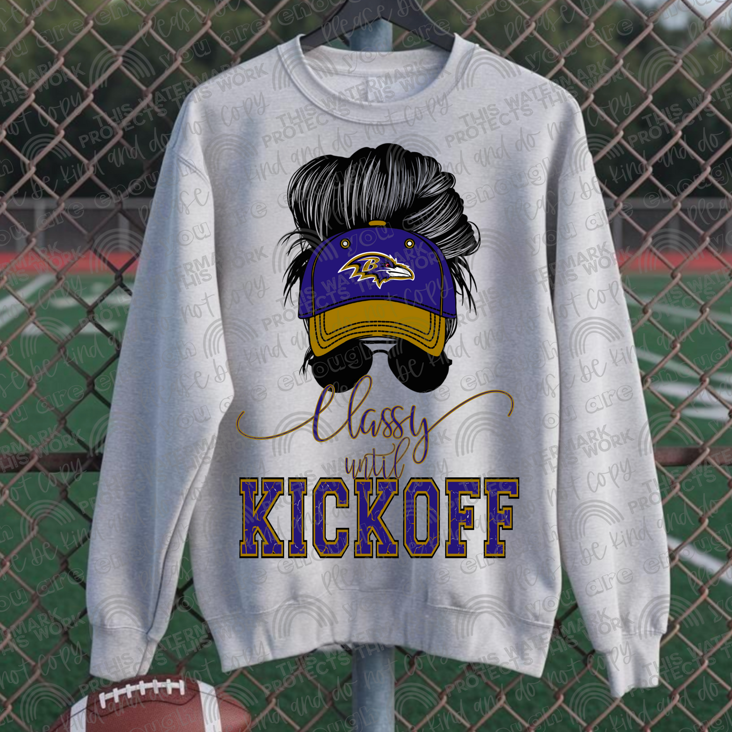 Classy Until Kickoff Messy Bun Hat Ravens PNG File