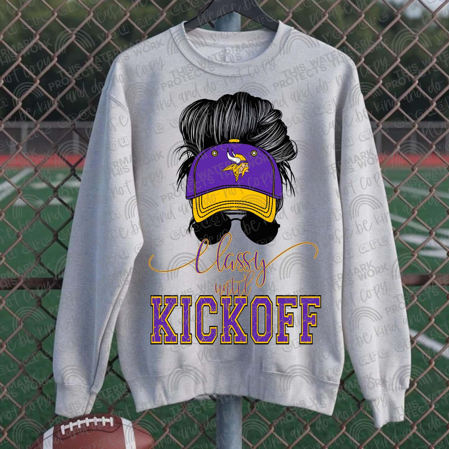 Classy Until Kickoff Messy Bun Hat Vikings PNG File