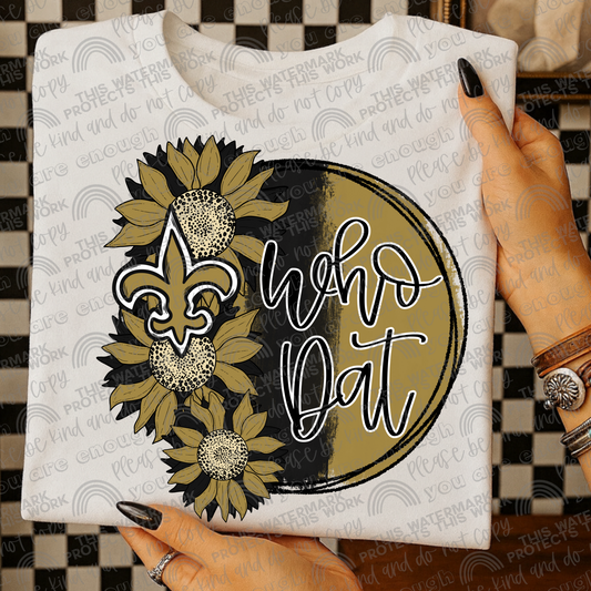 Who Dat Sunflowers with Sleeve- 2 PNG Files