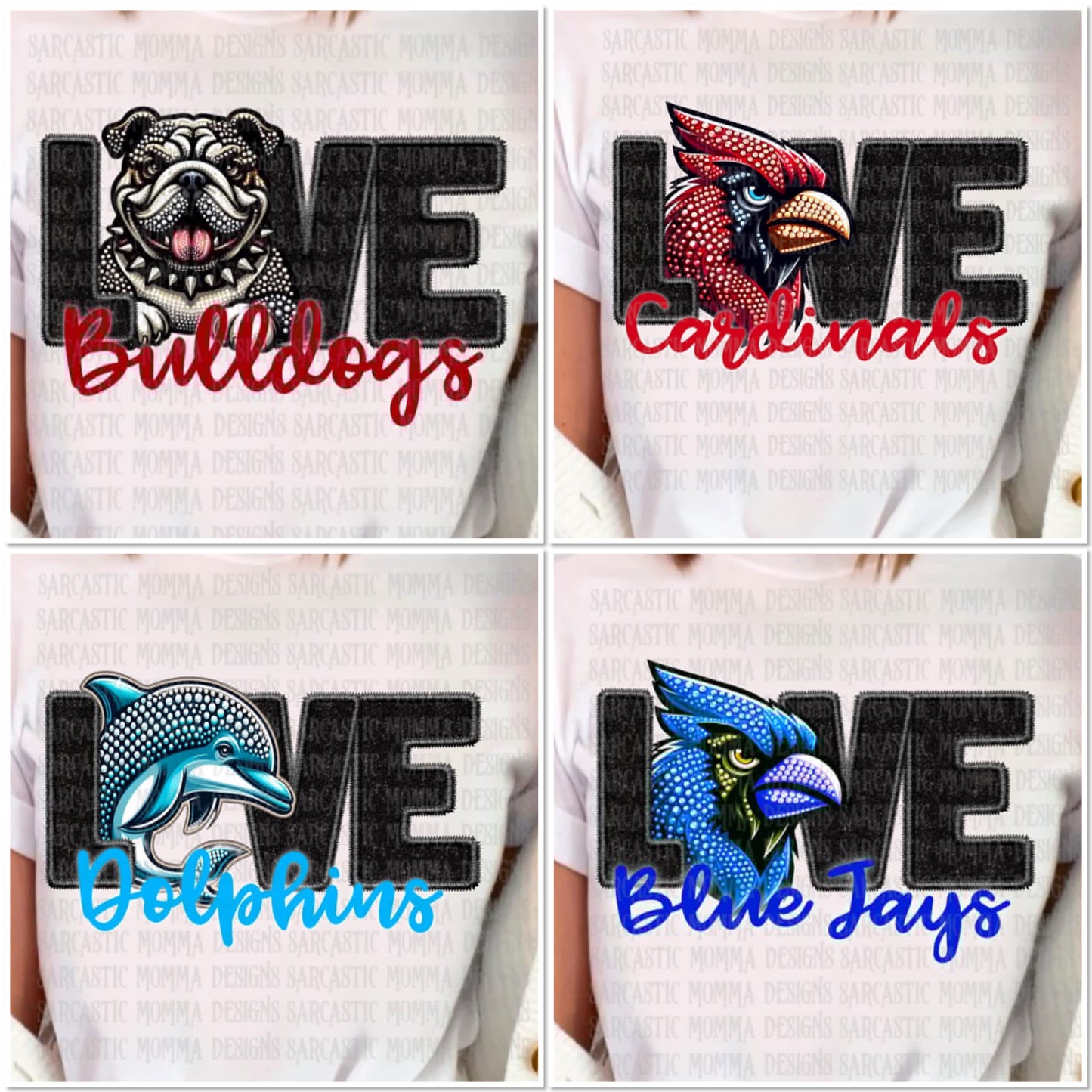 LOVE Mascots Rhinestones Across Bundle 2