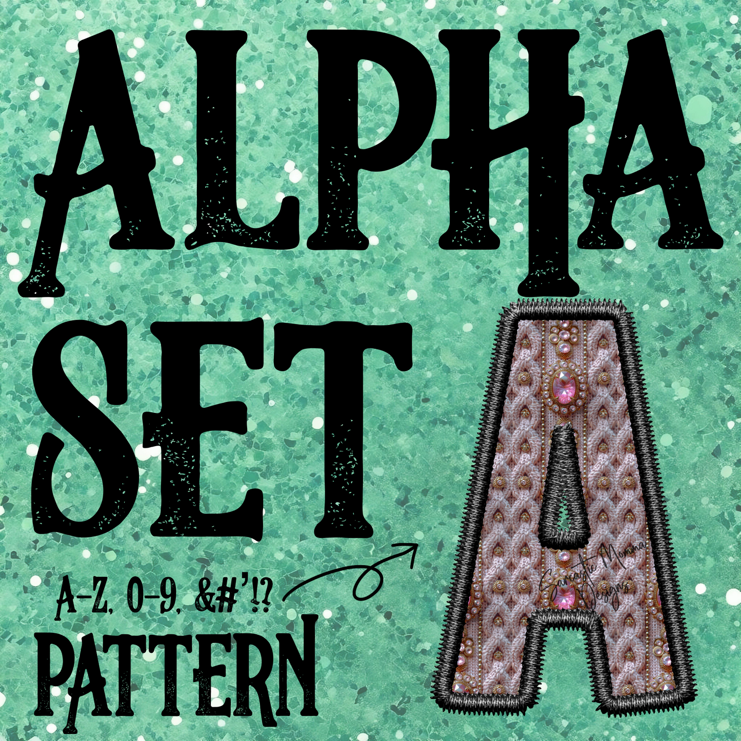 Pink Knitted Jeweled Alpha Set