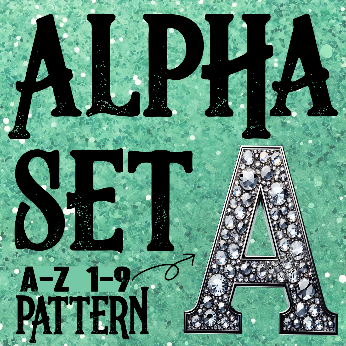 Silver Rhinestones Alpha Set