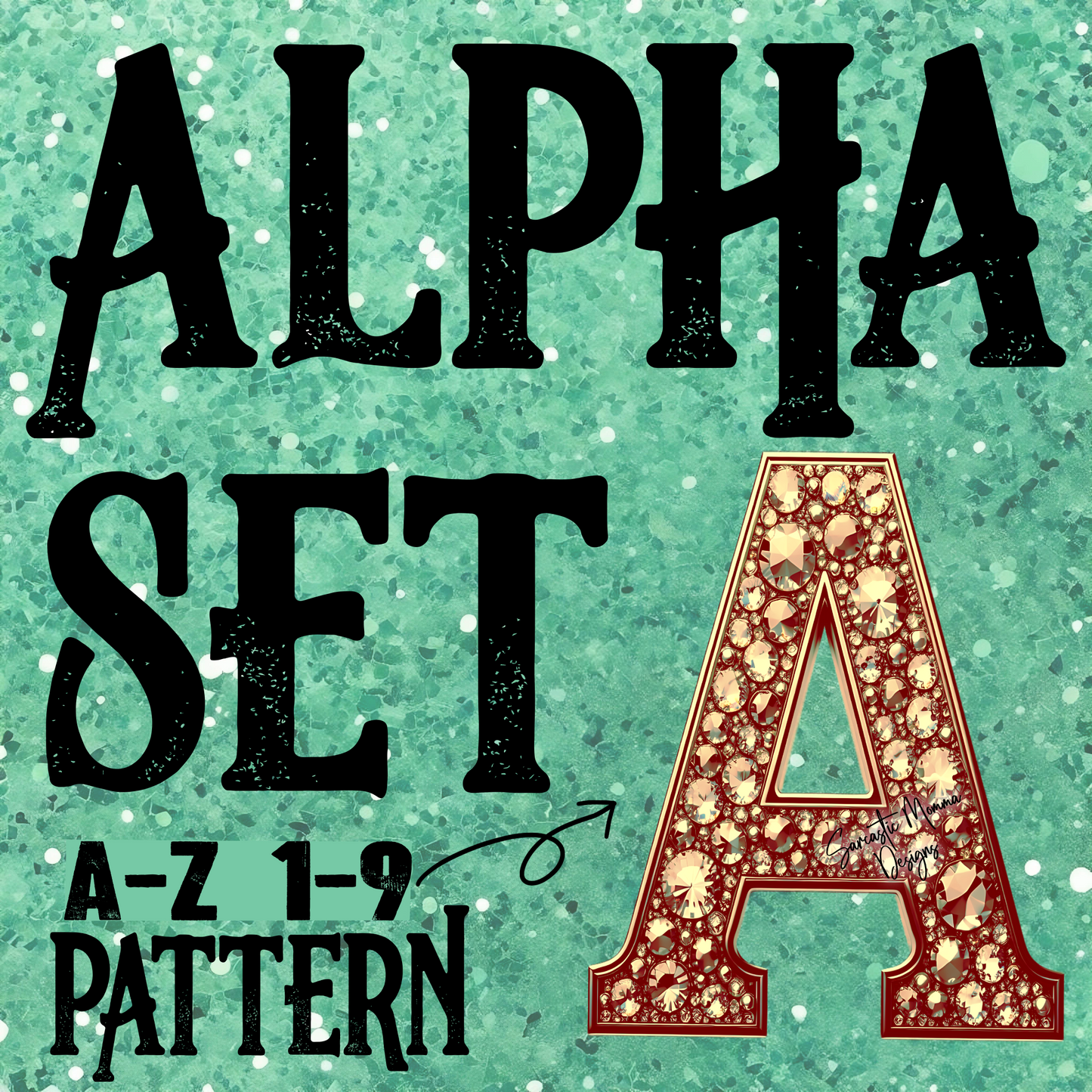 Maroon & Gold Rhinestones Alpha Set